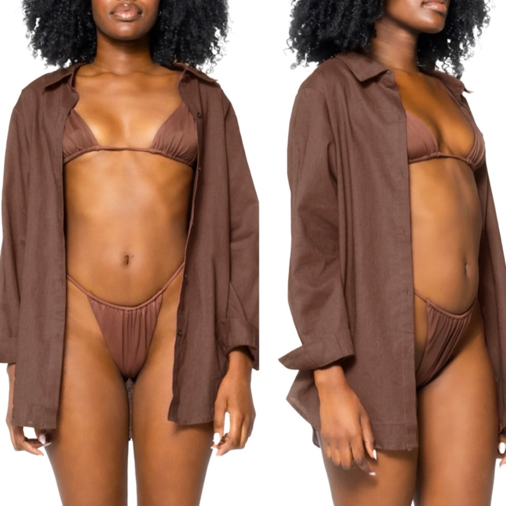 437 Willow Brown Linen Organic Cotton Button Down